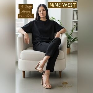 Nine West Dempsey Sz US 7M | EU 37 Natural Nude Women Platform Heel Ankle Strap